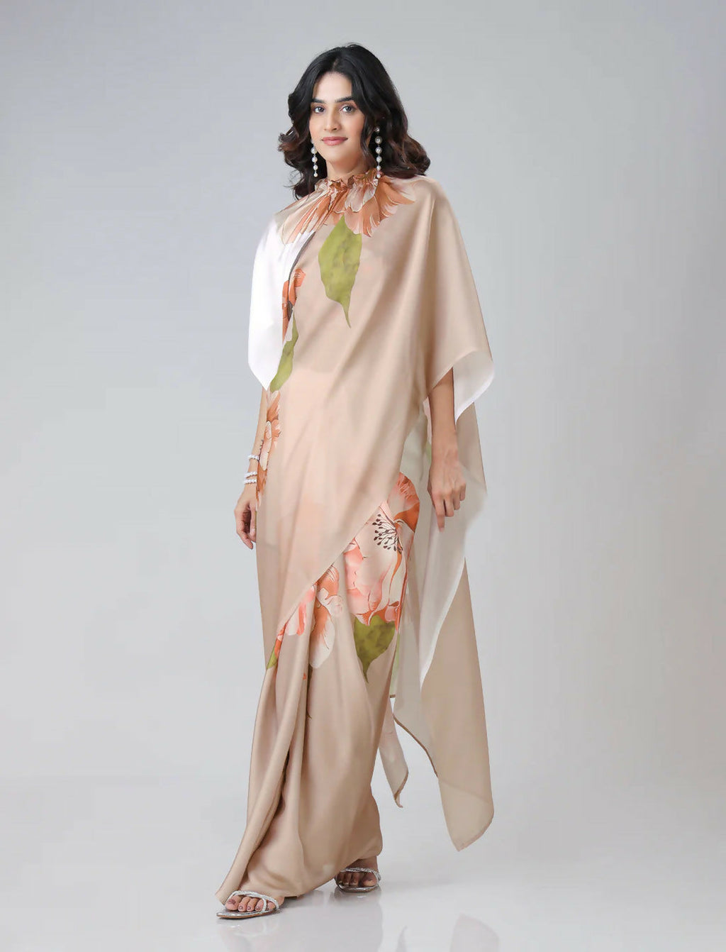 Vastranavya Chiku Freehand Floral Print Ready to Wear Saree | Grocsy