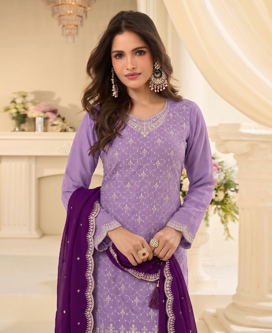KC Designer Lilac 3 Piece Salwar Suit For Women Indian Wear | Grocsy