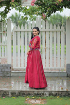 Teeya Creation Maroon Colour Roman Silk With Gamathi Work Navratri Lehenga Choli | Grocsy