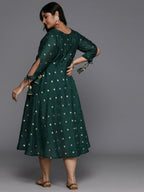 Ahalyaa Women's Traditional wear Ethnic Dress - Green | Grocsy