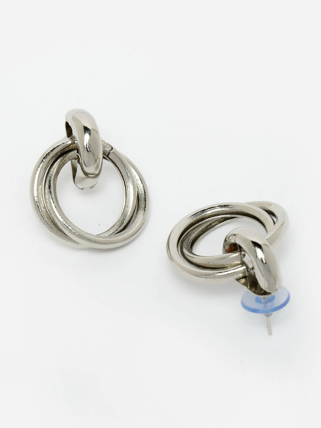 NVR Women's Western Silver Plated Circular Metal Hoop Earrings | Grocsy