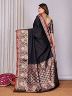 Joban Fashion Black Woven Banarasi Silk Sarees | Grocsy