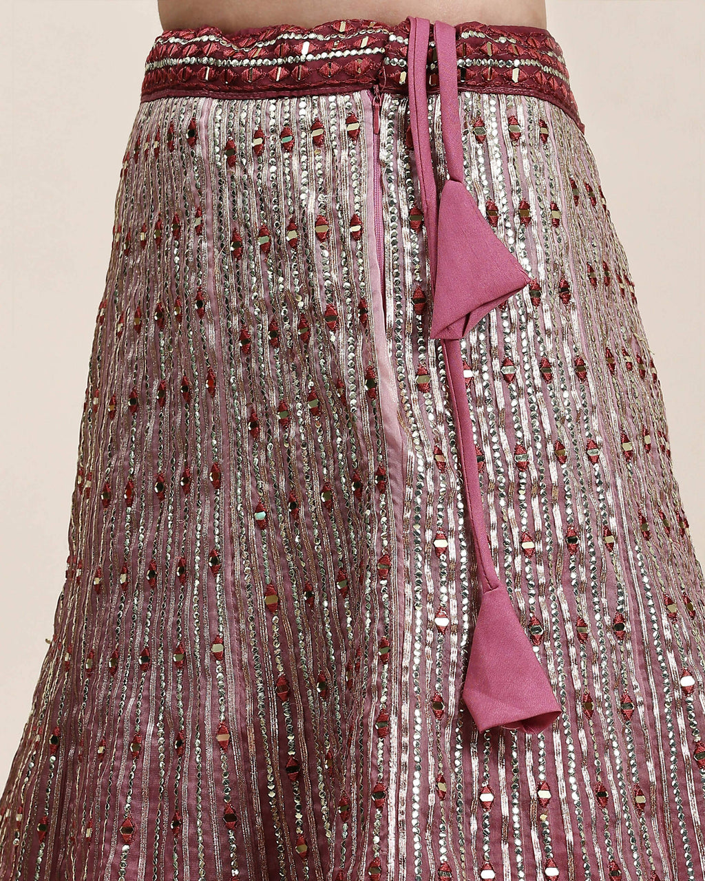 Maroon Organza Mirror With Coding Work Lehenga Choli with Dupatta - Tanya | Grocsy