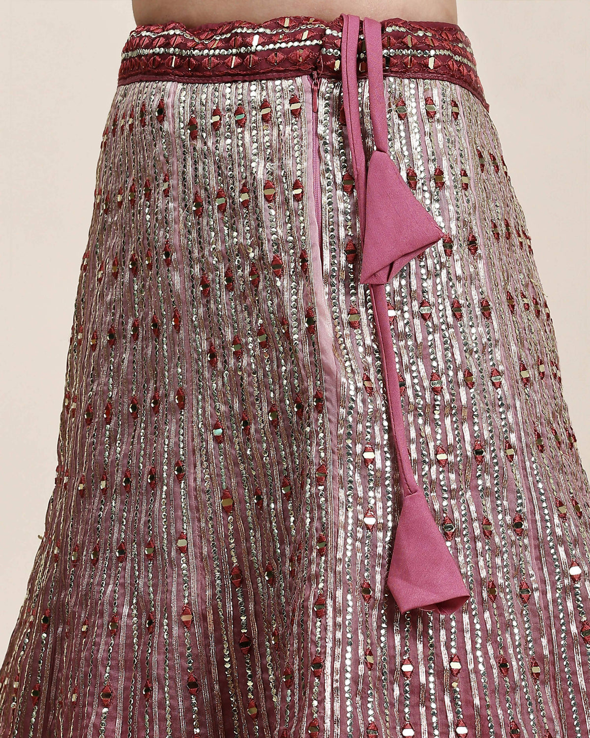Maroon Organza Mirror With Coding Work Lehenga Choli with Dupatta - Tanya | Grocsy