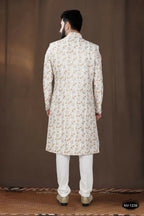 Joban Fashion Men's Off-White Base Silk Kurta with Pyjama | Grocsy
