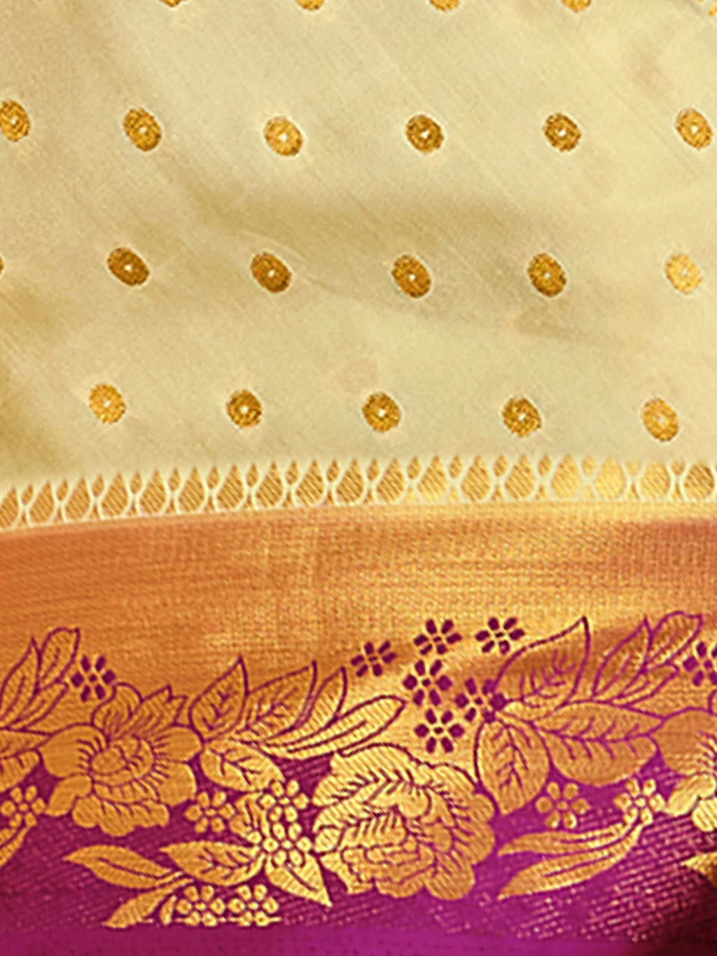 Mimosa Women's Beige Mysore Silk Crepe Saree | Grocsy