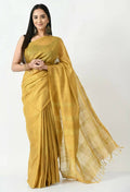 Mominos Fashion Moeza Golden Bhagalpuri Handloom 8 Line Ghichha Silk Saree with unstitched Blouse piece | Grocsy