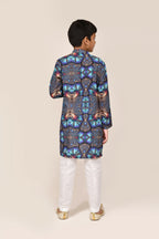 Joban Fashion Cotton Silk Blue Kurta With Straight Fit Pant | Grocsy