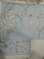 Jyoti Fashion Glamorous Grey Zari With Paper Mirror Embroidered Net Lehenga Choli with Dupatta | Grocsy