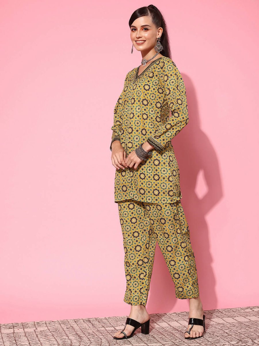 Ahalyaa Women's Traditional Wear Co-ods - Mustard | Grocsy