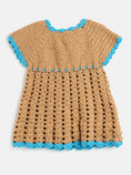 ChutPut Hand knitted BlueBerry Wool Dress For Baby Girls - Blue | Grocsy