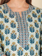 Aramya Cream Soft Cotton Floral Straight Kurta for Women | Grocsy
