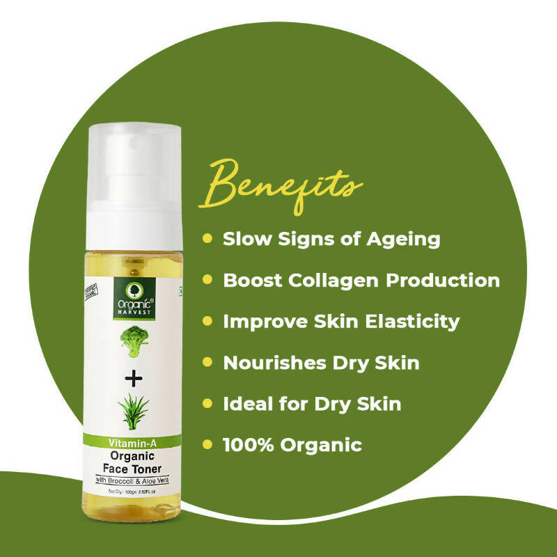 Organic Harvest Vitamin A Organic Face Toner with Broccoli & Aloe Vera | Grocsy