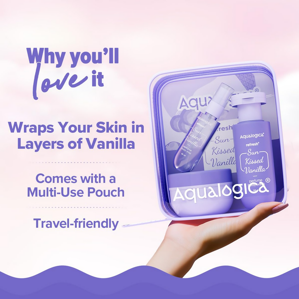 Aqualogica Refresh+ Vanilla Body Care Gift Set Kit | Grocsy