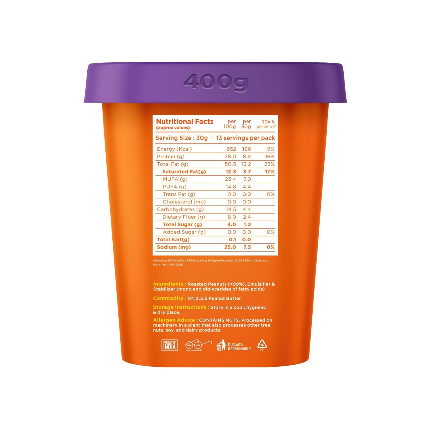 Yoga Bar 100% Pure Peanut Butter Creamy & Yummy Unsweetened | Grocsy