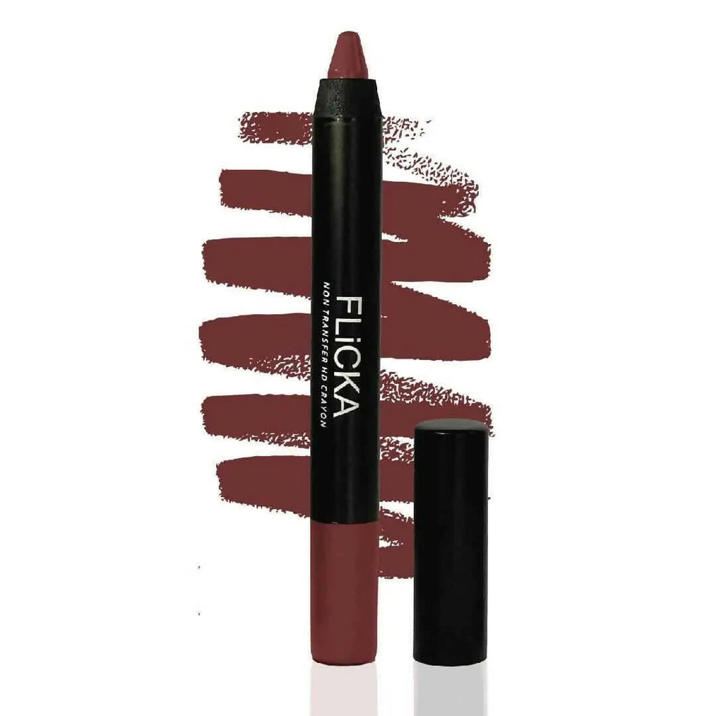 FLiCKA Lasting Lipsence Crayon Lipstick 08 Binge Watching - Maroon | Grocsy