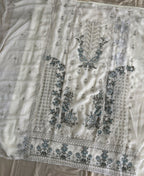 KC Heavy Chiffon Silk White Hand Embroidered Straight Suit For Women Wedding | Grocsy