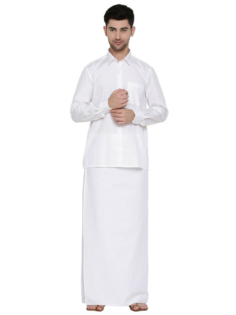 Ramraj Cotton Mens Full Sleeve Formal 100 % Cotton White Shirt | Grocsy