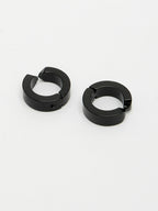 NVR Men's Black Rhodium-Plated Stainless Steel Hoop Earrings