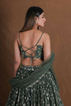 Green Georgette Zari,Sequence Embroidery Work Lehenga Choli - Jihu Culture | Grocsy