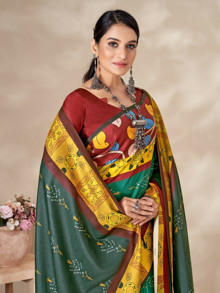 Aayaa Designer Winter Collection Printed Saree With Shawl - Multi Color | Grocsy