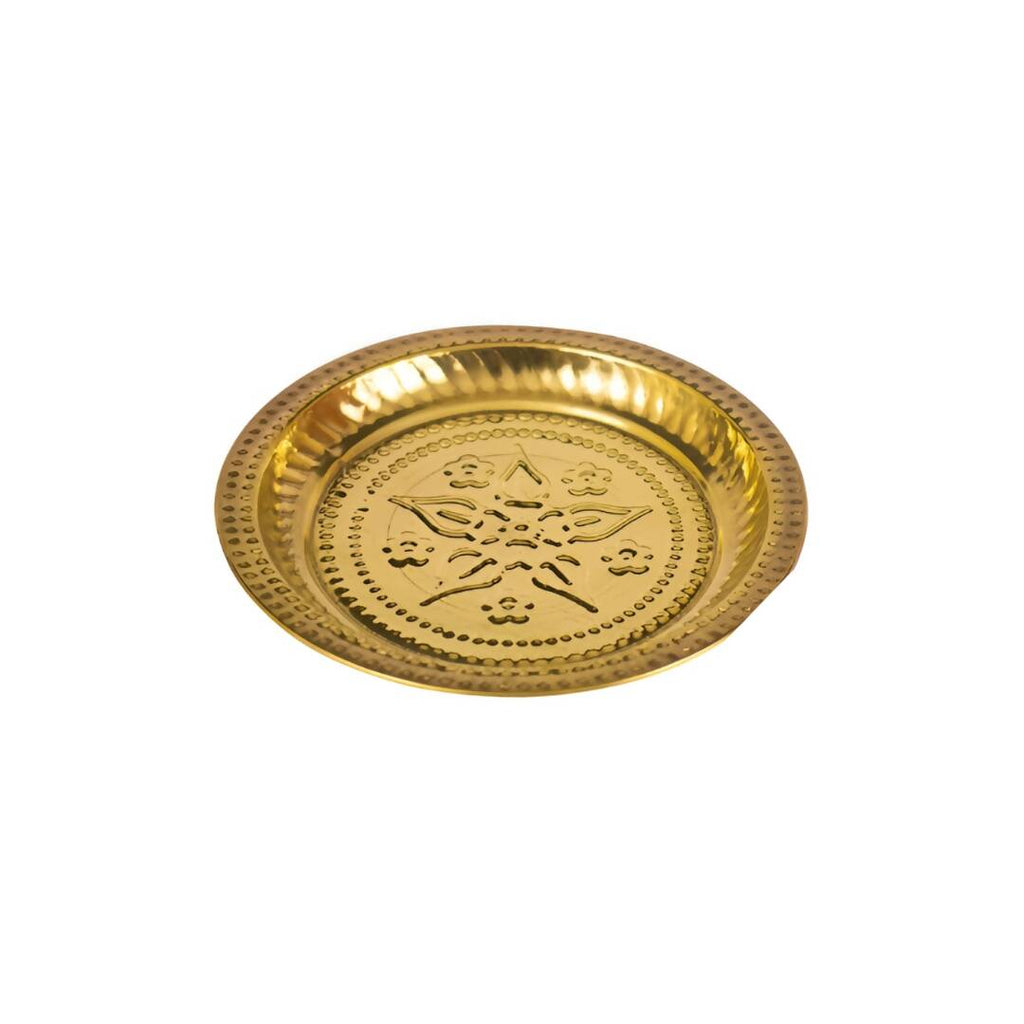 Spillbox Gold-Toned Brass Thali Pooja Essential | Grocsy