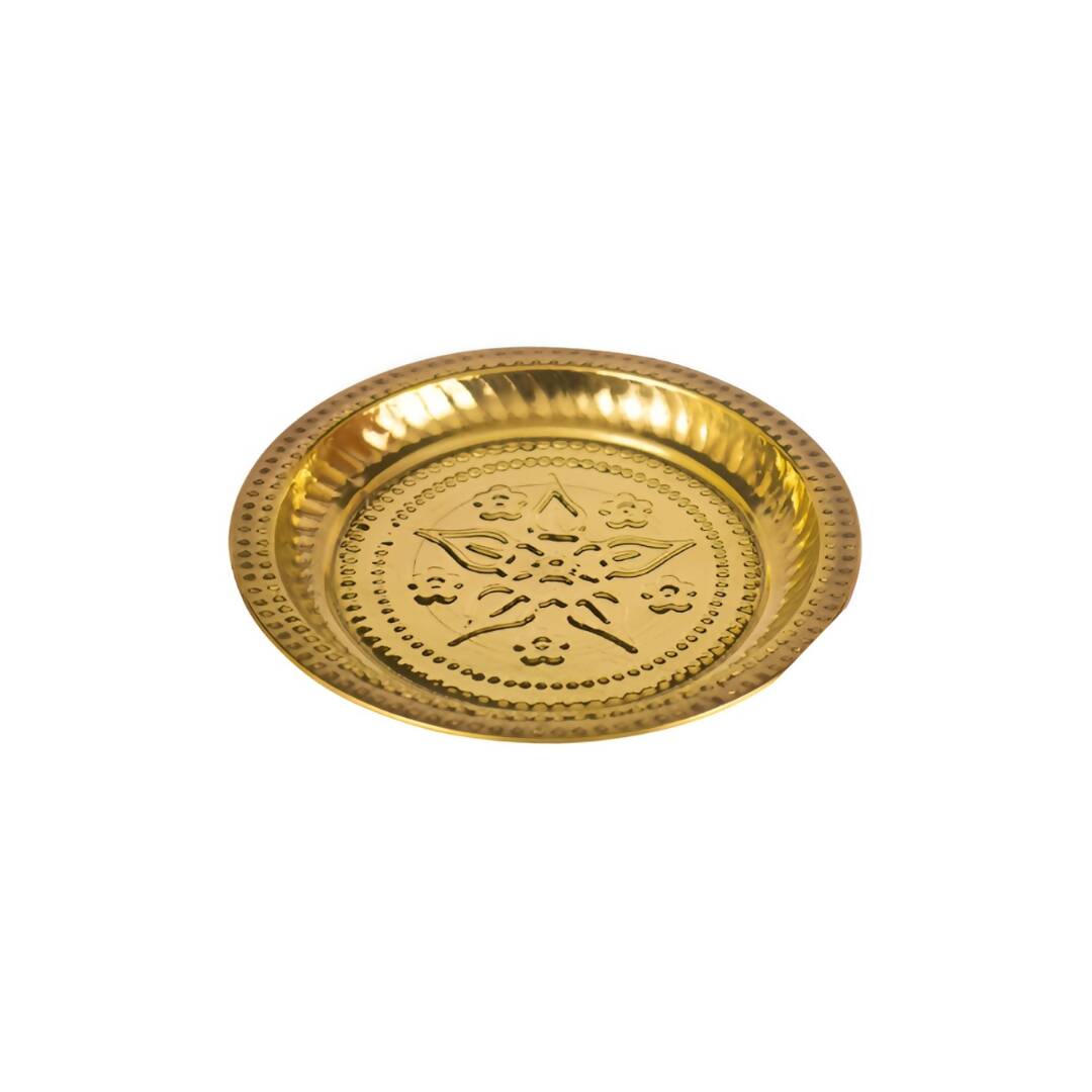 Spillbox Gold-Toned Brass Thali Pooja Essential | Grocsy