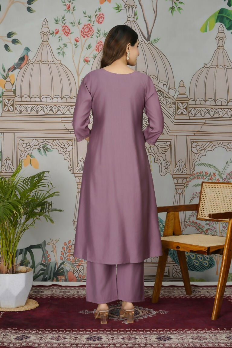 Ethnic Festive Wear Viscose Roman Silk Wine Stitched Pant Pair - Rashmika | Grocsy