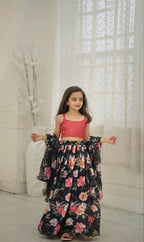 Aayaa Designer Embroidery Thread With Sequance Work Kids Lehenga Choli - Multi Color | Grocsy