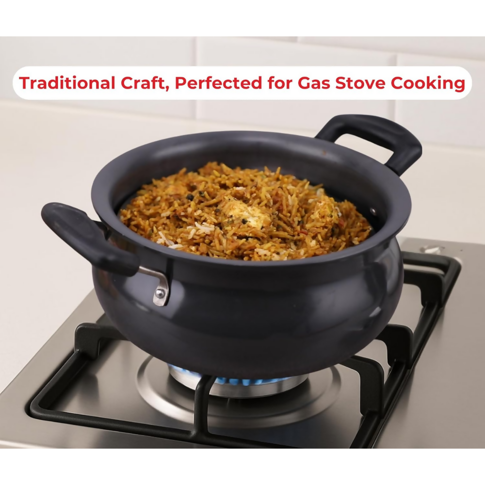 Vinod Black Pearl Hard Anodised Non Stick Handi with Lid | Grocsy