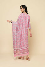 Designer Stylish Pink Cotton Blend Stitched Suit With Dupatta - Tanisha | Grocsy