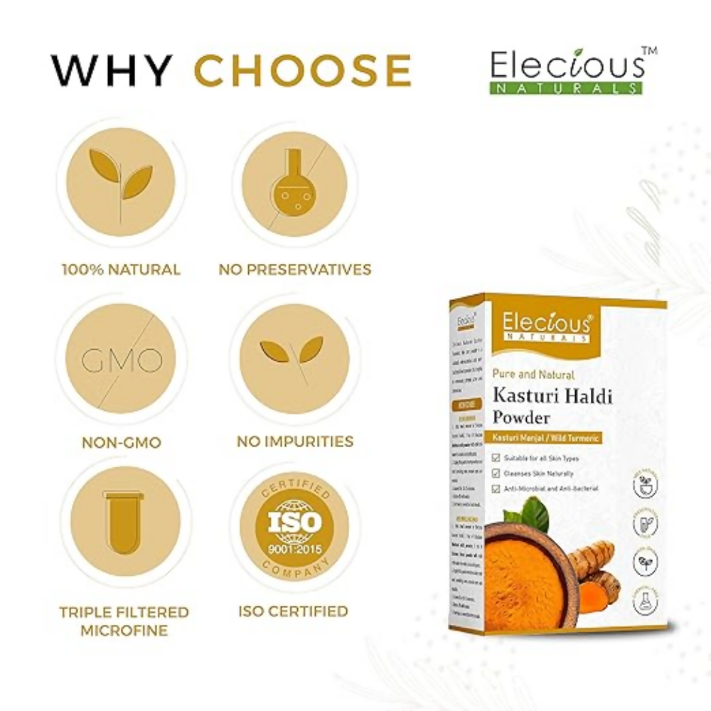Elecious Kasturi Haldi Powder for Natural Finish face | Grocsy