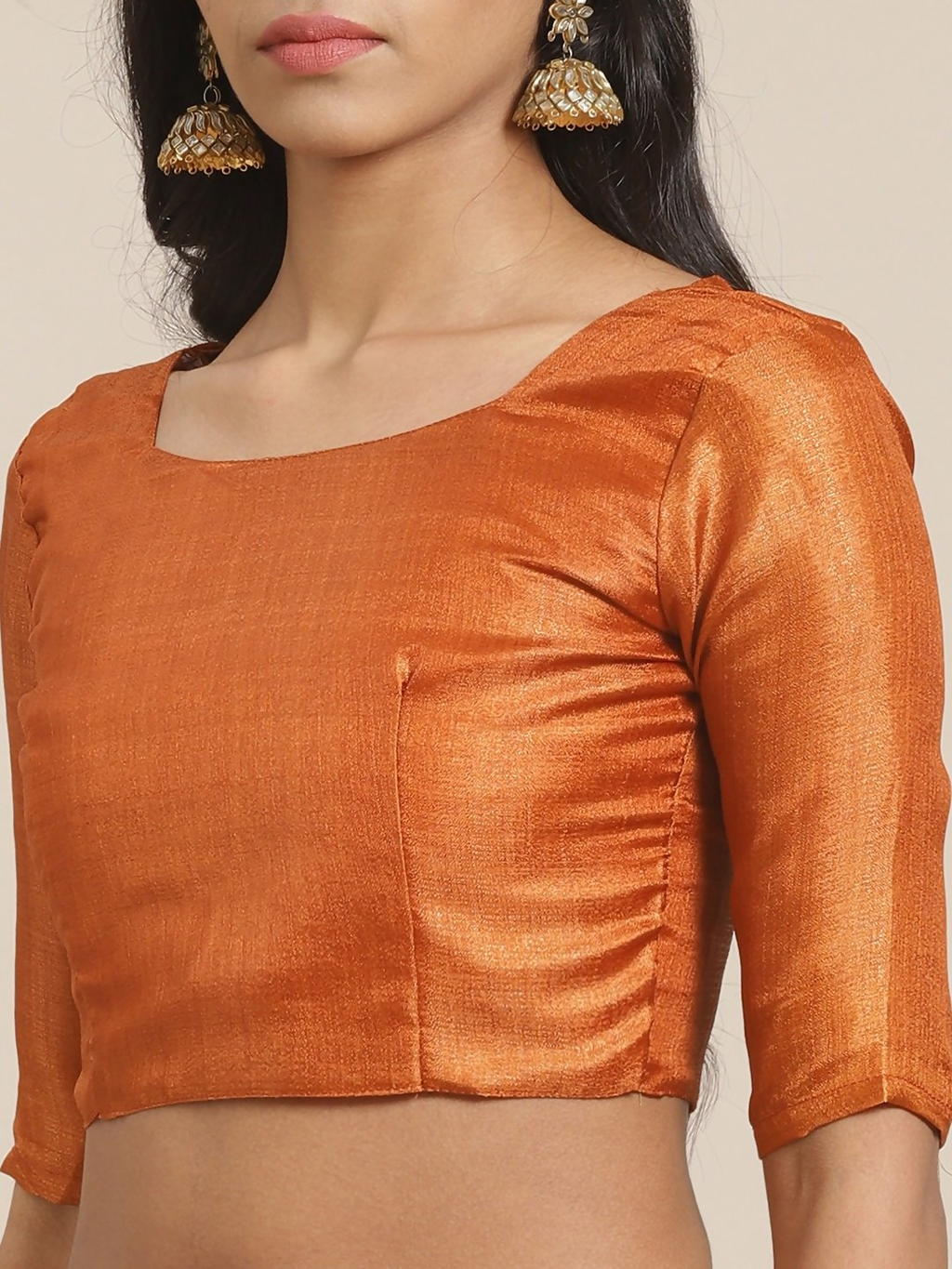 Saree Mall Rust Orange & Beige Ethnic Motifs Print Bhagalpuri Saree | Grocsy
