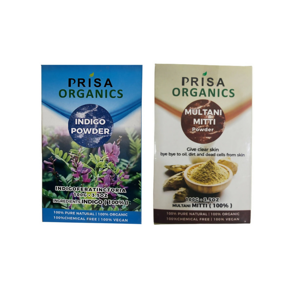 Prisa Organics Natural Indigo Powder and Multani Mitti Powder Combo | Grocsy