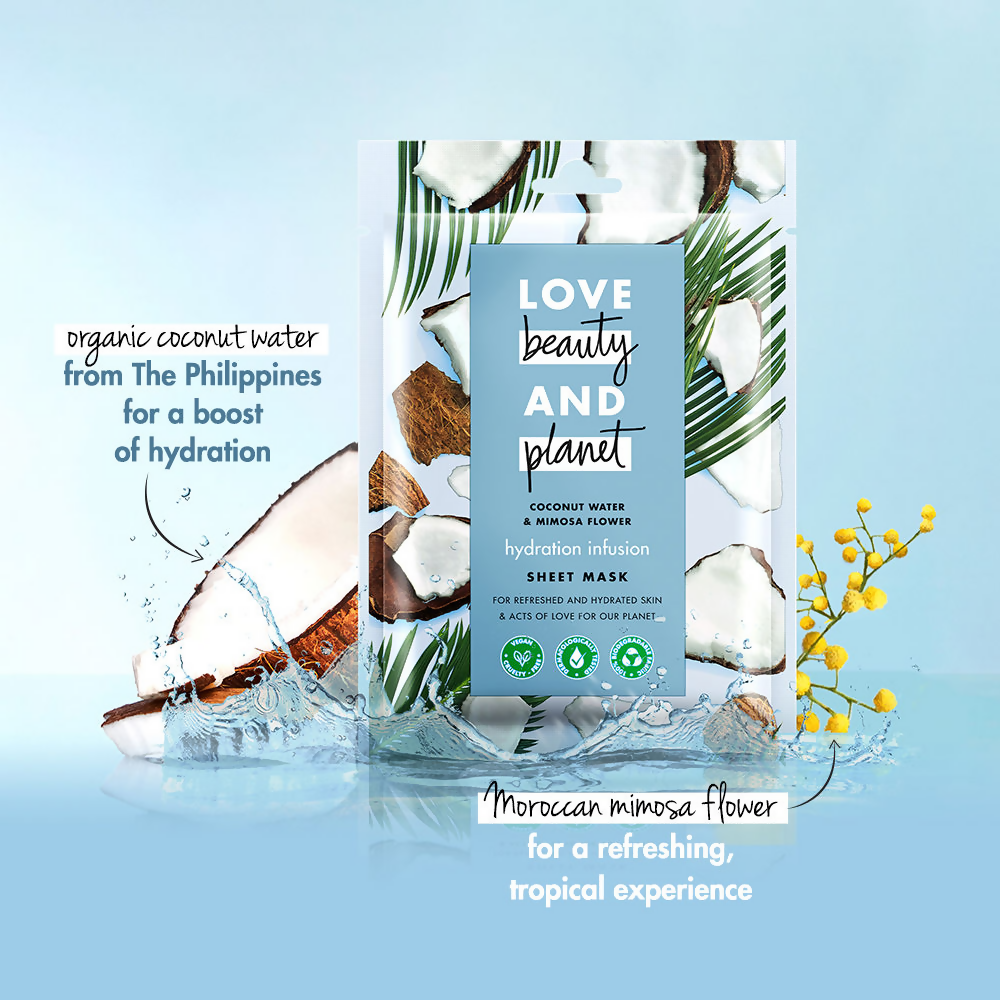 Love Beauty And Planet Coconut Water & Mimosa Flower Sheet Mask | Grocsy