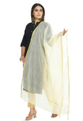 Mominos Fashion Off White Banarsi Piping Dupatta | Grocsy