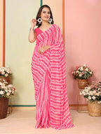 Pink Georgette Designer Printed Ready To Wear Saree - Elite | Grocsy
