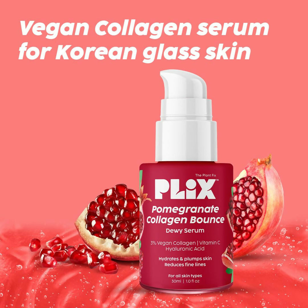 PLIX The Plant Fix Pomegranate Collagen Bounce Serum - For Reducing Fine Lines & Wrinkles | Grocsy
