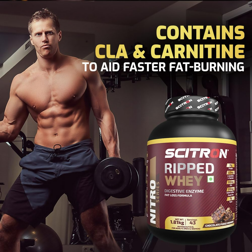 Scitron Ripped Whey Protein Powder Flavor Chocolate Fudge Brownie | Grocsy