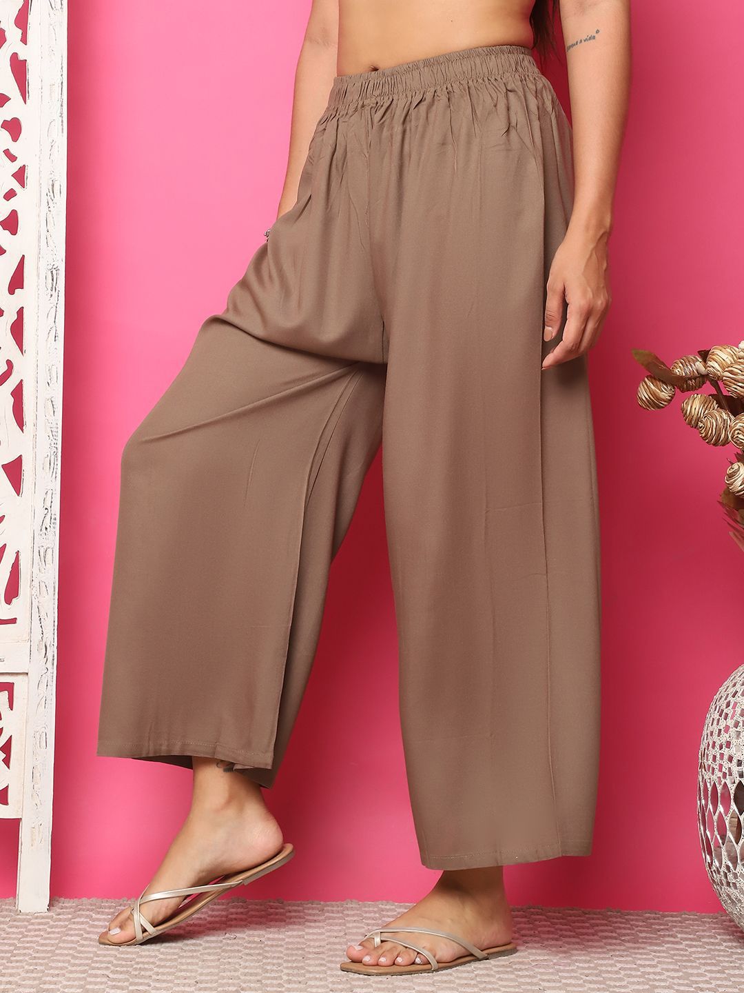 TAG 7 Women Flared Ethnic Palazzos | Grocsy