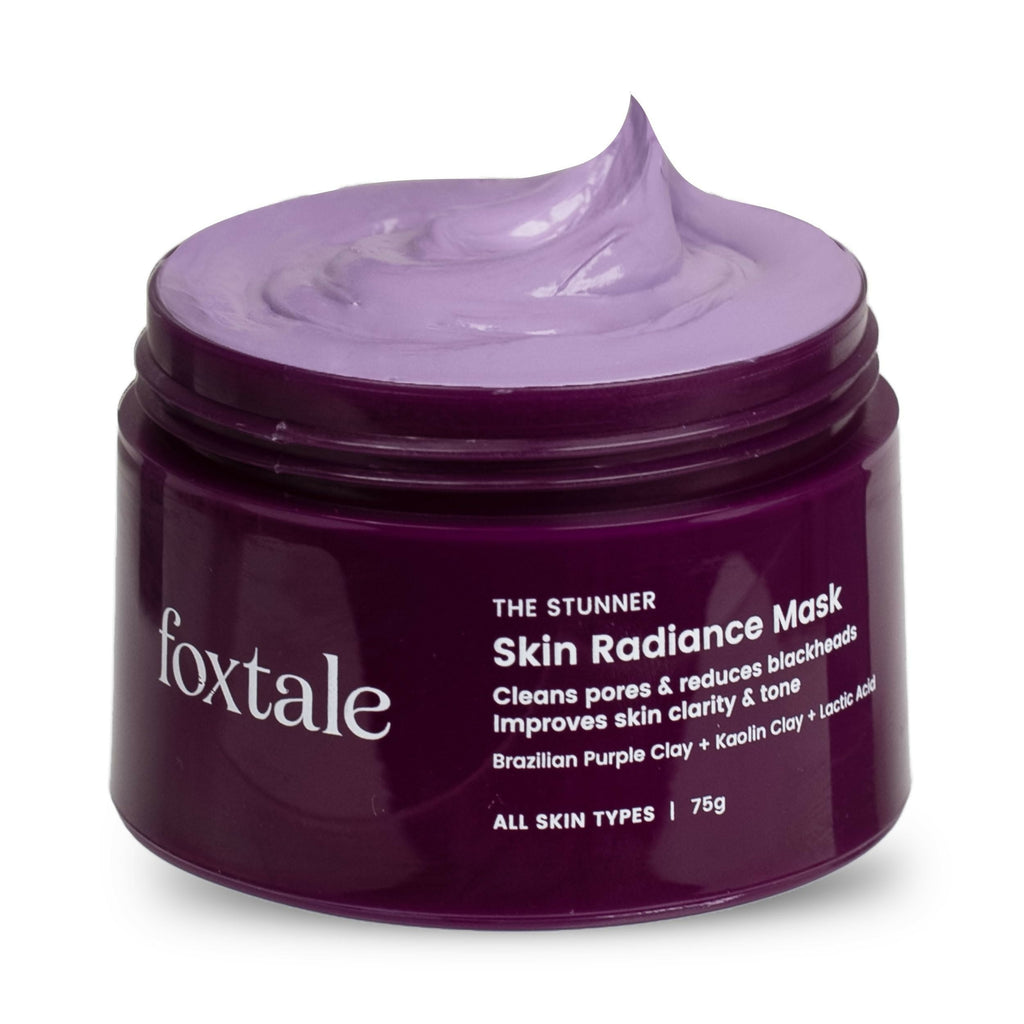 Foxtale De-Tan Face Mask For Glowing Skin - Clay Mask with Lactic Acid For Tan Removal, Reduction in Blackheads, Instant Brightening | Grocsy
