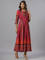 Juniper Women Plum Silk Printed Maxi Dress | Grocsy