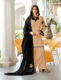 Nikhaar Light Brown Embroidered Organza Stitched Straight Cut Kurta Farshi Salwar Dupatta Readymade Suit | Grocsy