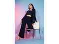 Navy Georgette Sequence With Thread Designer Co-Ord Set - Flory | Grocsy