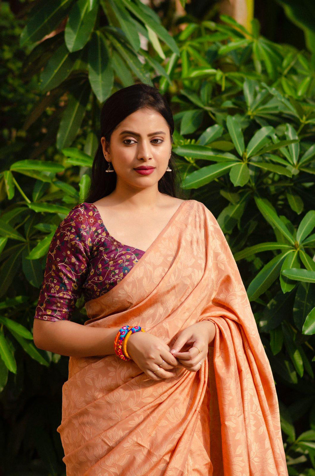 Orange Jute Silk Woven Design Saree with Unstitched Blouse - A2M | Grocsy