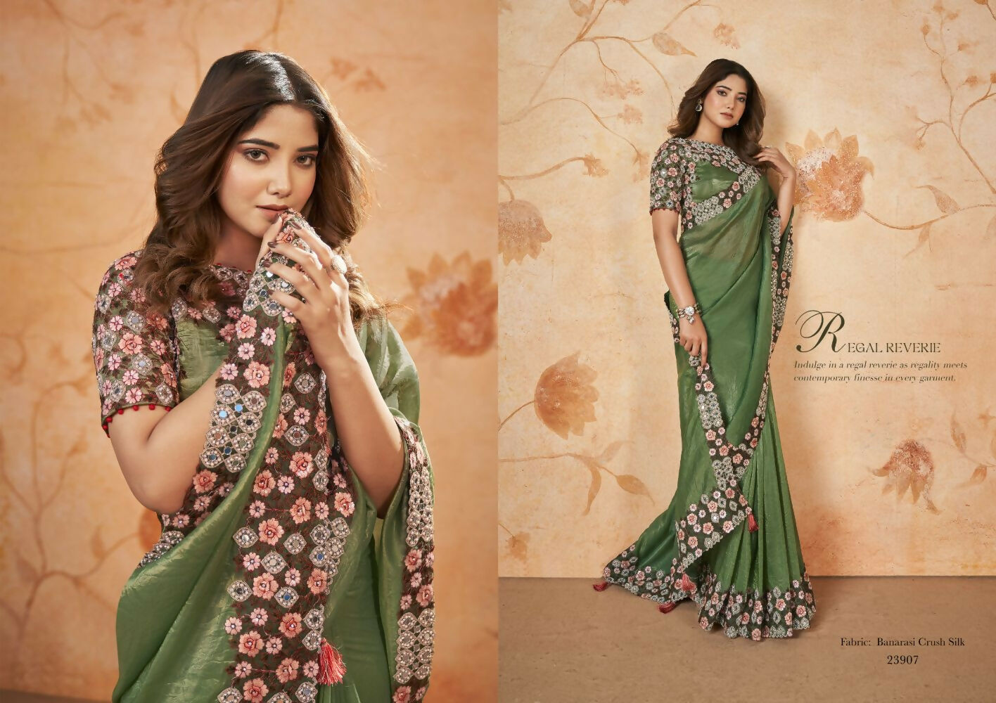 Thread,Sequence,Cord Embroidered with Stone & Mirror Work - Mohmanthan Dakshika | Grocsy