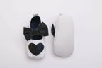 Tiny Bugs Girls Heart Bow Detailing Booties - White & Black | Grocsy