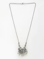 NVR Women's Silver-Toned Radha Krishna Pendant with Chain | Grocsy