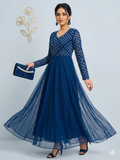 Teeya Creation Women's Teal Bandhani Print Anarkali Gown | Grocsy