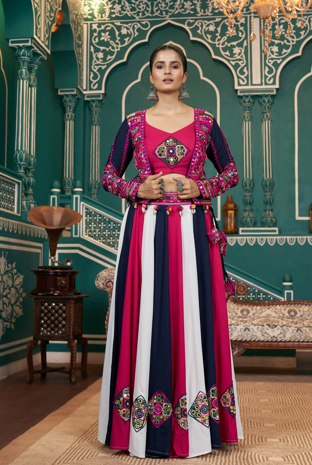 AI Fashion Multi Color Viscose Rayon Designer Navratri Lehenga Choli Collection | Grocsy